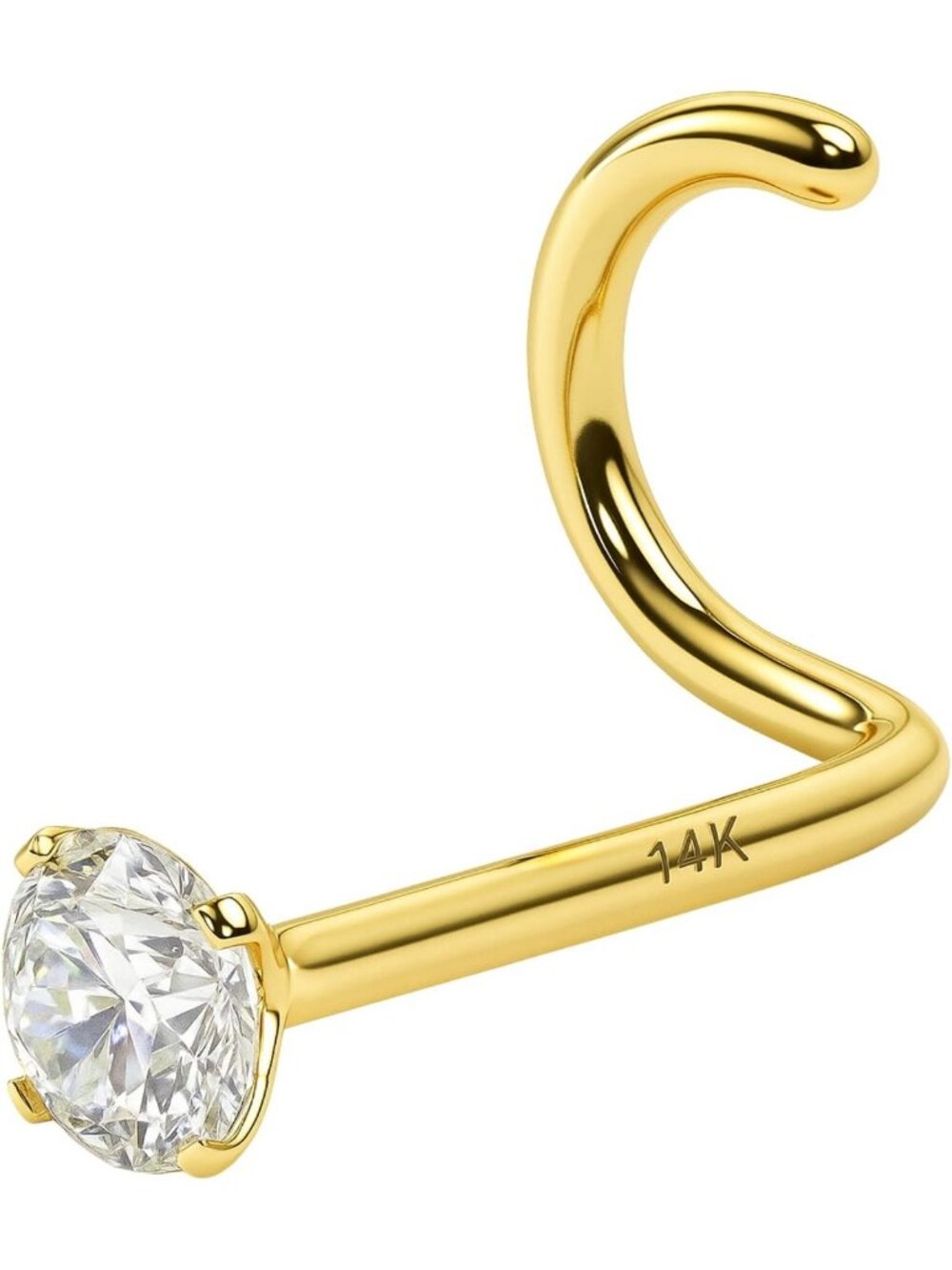 14K Gold Diamond Nose Stud, IGI Certified, 18G & 20G, Unisex Jewelry Accessory